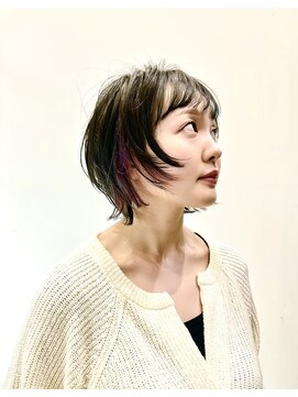 アース 上本町店(HAIR&MAKE EARTH) ダークアッシュデジタルパーマ小顔補正ミニウルフ立体カット