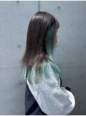 ハイトーンイヤリングカラー×ミントグリーン×ゆるふわウェーブ