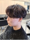 メンズマッシュセンターパートスパイラルパーマニュアンスパーマ