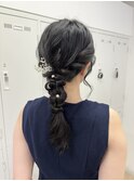 ロープ編み込みヘアアレンジ
