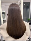 サラツヤロングベージュカラーブリーチしない透明感カラー