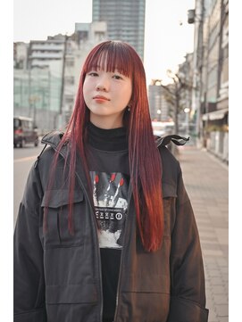 ゼン(Then) ボルドー/ロングヘア/ワイドバング/重め前髪/艶髪/暖色