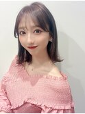 小顔薄めバンググレージュレイヤーロング前髪パーマ黒髪
