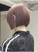 ボブ/ミニボブ/ピンク/コーラルピンク/ケアブリーチ/20代