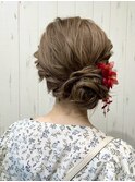 お呼ばれヘアアレンジ　ゆるふわサイドサイドお団子