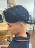 ショートセンターパート/フェード/ニュアンスパーマ