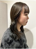 オリーブカラー/透明感カラー/セミロング/寒色系カラー/30代