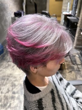 ライン(LYNE) メンズカット/ケアブリーチ/デザインカラーピンクアッシュ