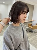 顔周りスッキリ見えるボブレイヤー／透明感ナチュラルブラウン