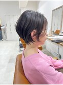 魅力倍増カールセミディシアーカラーダークアッシュショートヘア