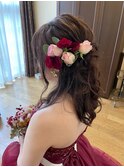 洋装 トップ 波ウェーブ ゆるふわ ハーフアップ ヘアアレンジ