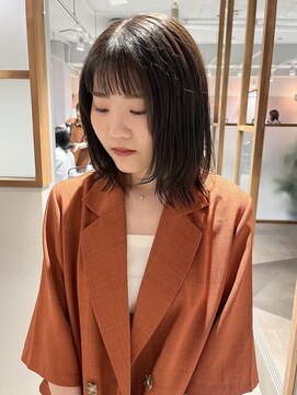 ラミエ バイ メルト 吉祥寺(lamie by melt) "久保田"レイヤーカット伸ばしかけボブ前髪カット艶カラー