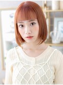 ぱっつん前髪ミルクティーピンク小顔ミニボブa大宮10代20代30代