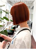 原宿オレンジボタッセルボブ切りっぱなしボブ10代20代30代40代