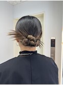 タイトヘアセット/アップヘア/ローポニー/結婚式ヘアセット