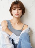 耳かけひし形ショートヘア☆20代～50代/マロンベージュ