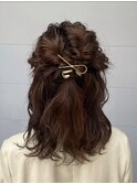 お洒落　ポコポコハーフアップアレンジ　ミディアム　結婚式