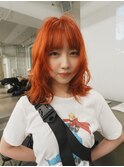 ケアブリーチハイトーンレッドオレンジカラーミディアムレイヤー