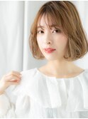 ブリーチミルクティーカラー先パーマ丸みボブs小山20代30代