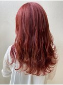 ピンクカラー_耳かけ,毛先パーマ,イメチェン