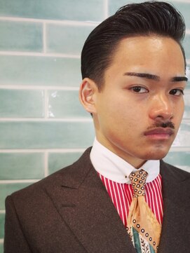 サンディーズバーバーショップ(Sandees) クラシカルパートサイドグラデーション黒髪七三グランジ