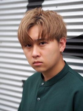 サン(3) ミルクティーベージュ　コンマバング　アップバング　ブリーチ