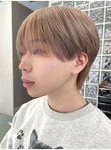 韓国メンズホワイトシースルーマッシュアッシュグレージュカラー