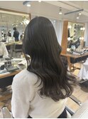 透け感オリーブグレー　レイヤーカット