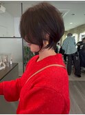 小顔カットショートボブ大人可愛いアッシュオリーブ