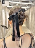 ヘアセット 結婚式ヘア カチモリ まとめ髪 アップスタイル 原宿