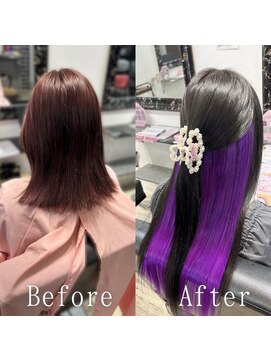 あるじゃんすー さいたま店 ブラック×パープル#シールエクステ#インナーカラー#韓国#大宮