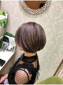 パープルグレーショートボブ