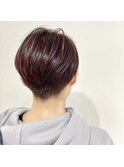 刈り上げショートx‘ワインレッドカラー’