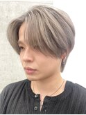 メンズミルクティーベージュコンマヘアアッシュグレージュカラー