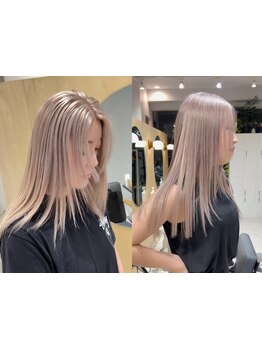 話題のダメージレスな、柔らかいハイトーン＊ダブルカラー・ブリーチのデザインで第一印象を華やかに＊渋谷