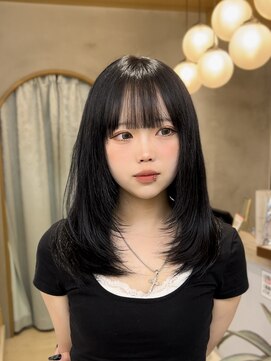 ロンドシエル 横浜(Lond ciel) ミニウルフレイヤーカット顔周り前髪韓国ミディアムロング/横浜
