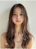 ロングヘア×ハイライトベージュ