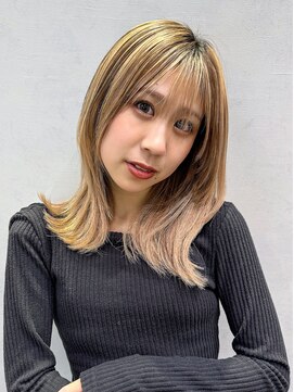 アルバム 銀座(ALBUM GINZA) 顔周りレイヤー前髪カットくびれヘアミディアム_F0350