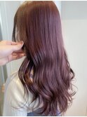 韓国ヘア大人カシスピンクブリーチあり透明感デザインカラー
