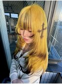 イエローカラー　エンドカラー　デザインカラー姫カットレイヤー