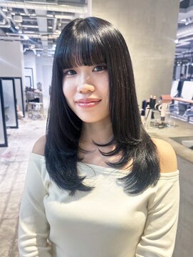 アルバム 池袋(ALBUM) 暗めカラー顔周りレイヤー韓国ヘア_F30515