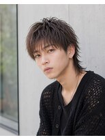 MEN's Baguz MEN'Sカット/ MEN'Sパーマ/ MEN'Sカラー ブラウン束感レイヤー韓国風メンズウルフショートマッシュ