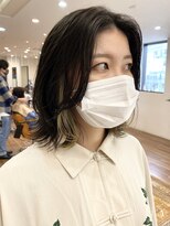 ノラキチジョウジ(NORA KICHIJOJI)&nbsp;くびれミディ#黒髪#インナーカラー#前髪なし外ハネボブ#20代30代