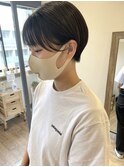 大人可愛いマッシュショート丸みナチュラル耳かけ透明感カラー