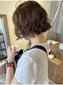 大人可愛い小顔ボブパーマ ゆるふわくせ毛風パーマ 20代30代