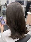 グレージュ/顔周りカット/韓国風ヘア/大人ガーリー