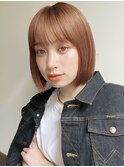 ボブ/暖色カラー/切りっぱなしボブ/ミニボブ