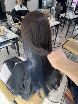 アジールヘア 所沢プロペ通り店(agir hair) インナーネイビーブルーイメチェン前髪ケアブリーチ所沢韓国練馬