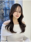 シースルーバング　韓国ヘア　艶髪