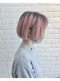 ショート/ミルクティーピンク/ブリーチオンカラー/ダブルカラー
